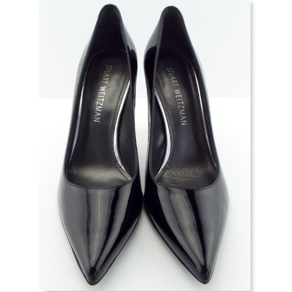 New STUART WEITZMAN Black Patent Leather Classic Heel Pumps 9 - Picture 2 of 8